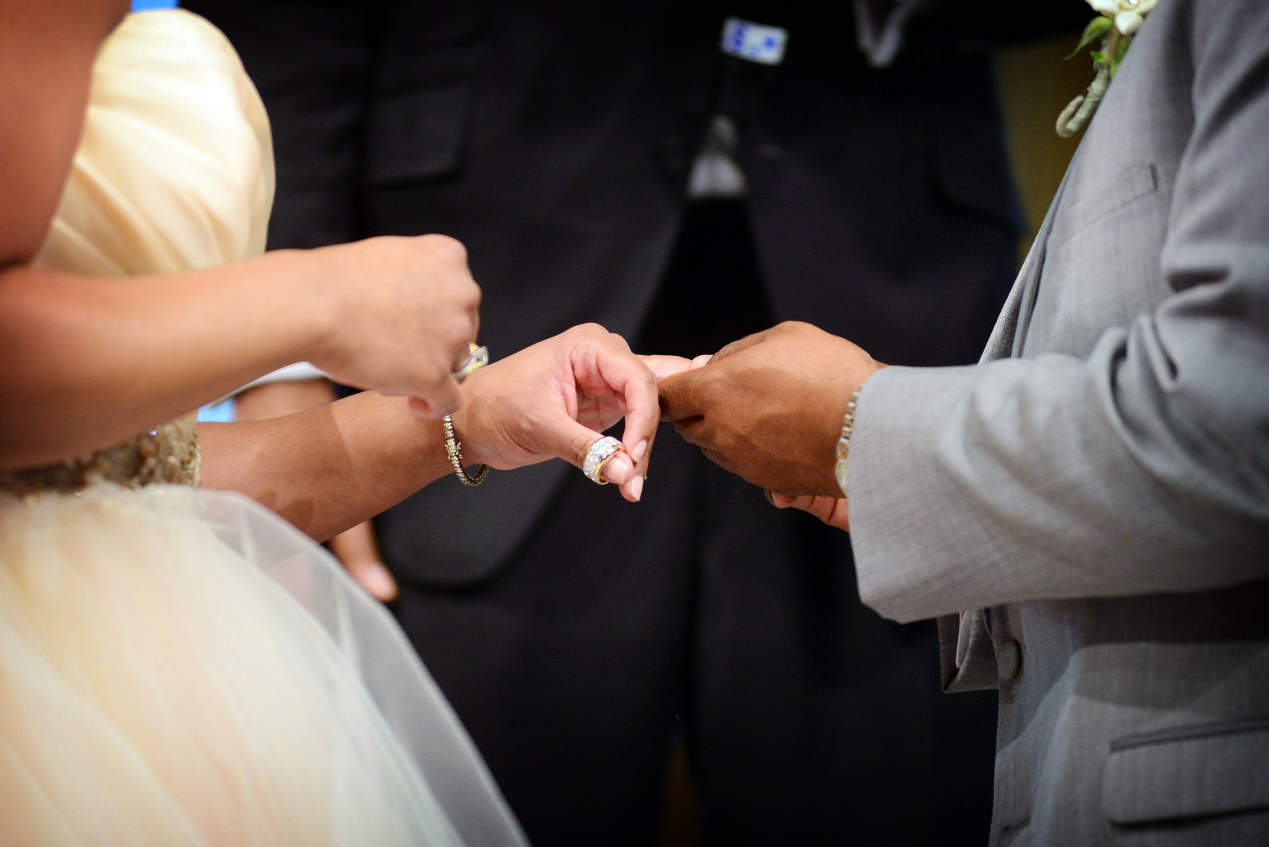 husband and wife exchanging rings