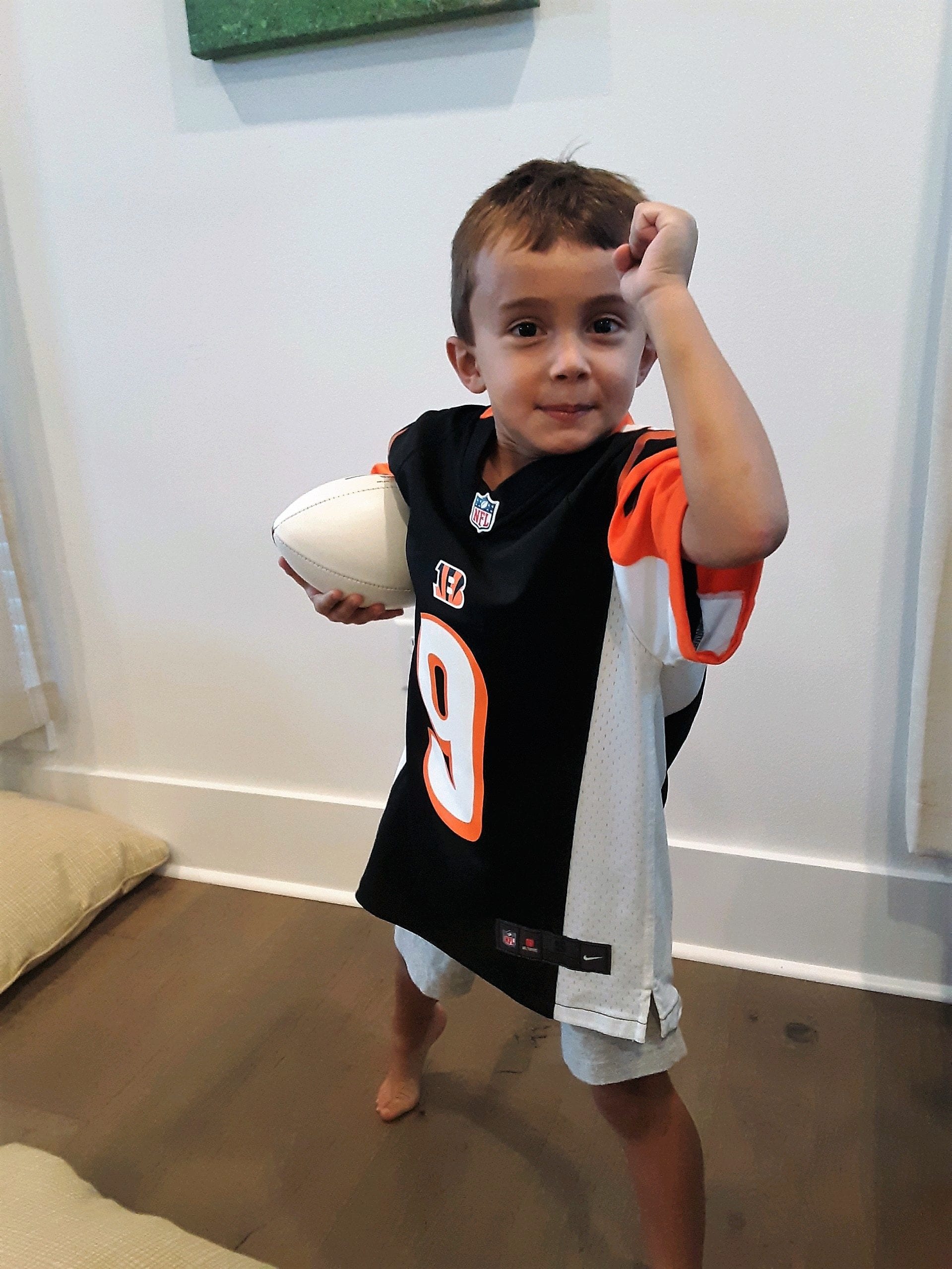 little boy in Bengals jersey