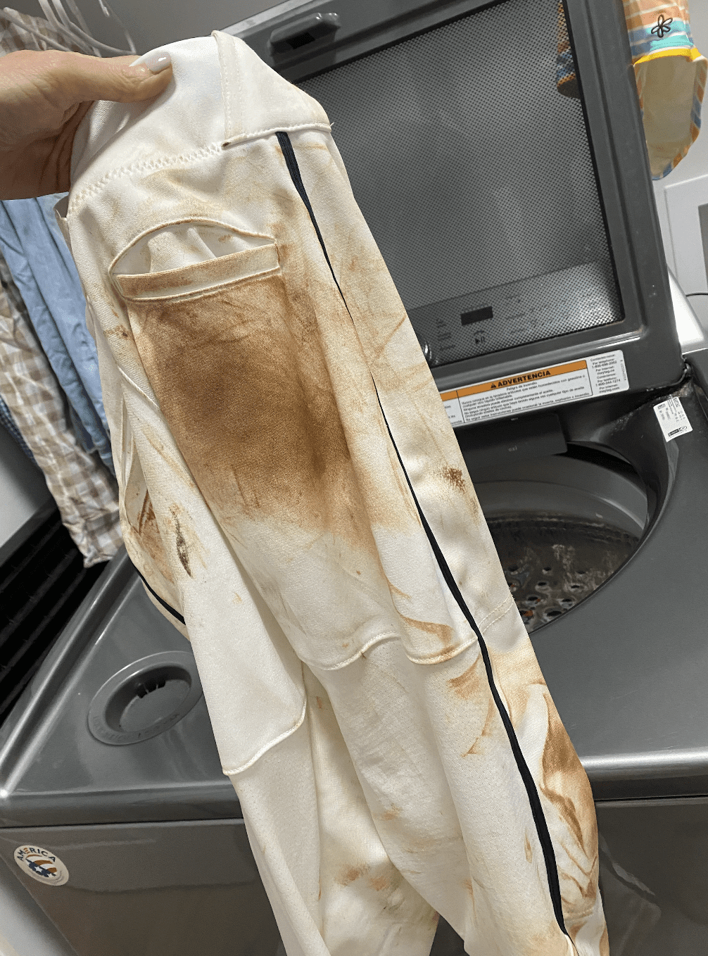 getting red clay out of baseball pants
