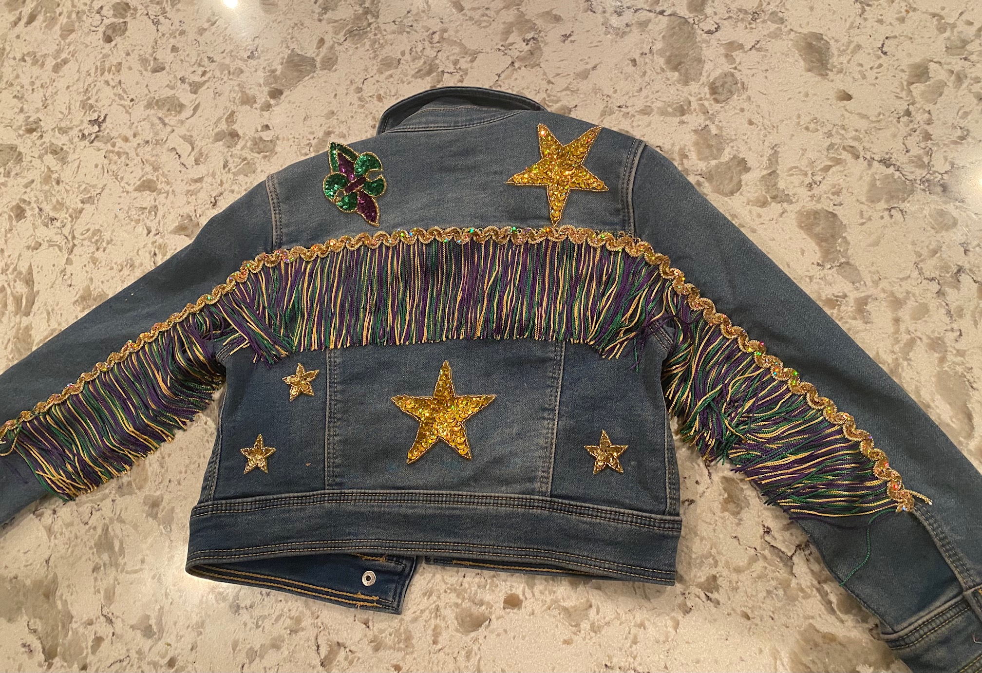 mardi gras denim jacket