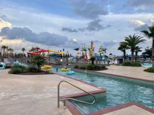 Lazy river and water park area at the Oasis Resort.