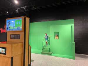 Interactive green screen that you can play in front of.