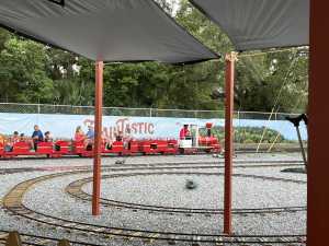Go for a ride on the outdoor train track for kids.