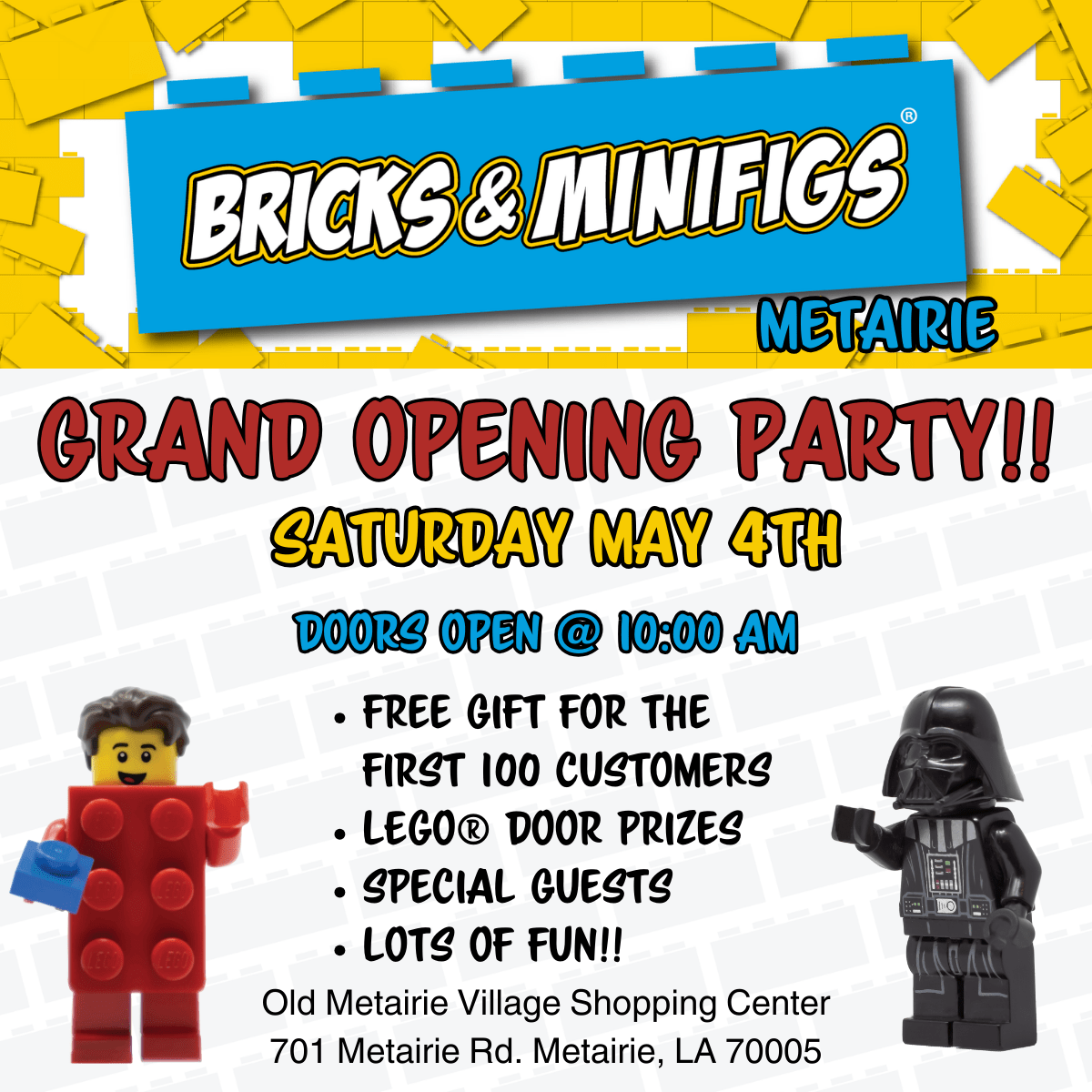 GRAND OPENING INFO for Bricks & Minifigs®